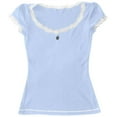 thumbnail image 3 of Adeawade Womens Tshirt Short Sleeve Crewneck Tops Solid Color Basic Tee Clothing L Light Blue, 3 of 4
