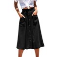 thumbnail image 3 of Nlife Women High Waist Front Button Side Pocket A-Line Midi Skirt, 3 of 7