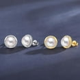 thumbnail image 4 of Yami 8-8.5mm White Pearl Golden Stud Earrings Freshwater Cultured Pearls with S925 Sterling Silver CZ Mother ' Day Gifts for Her, 4 of 6