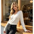thumbnail image 6 of Women’s Fitted V-Neck Ribbed Knit Sweater, Long Sleeve Pullover Top, Sizes S-XL, 6 of 7