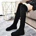 thumbnail image 6 of Autumn Winter Cable Knit Thigh High Boot Socks for Women Solid Color Cute Pompom Over Knee Long Stockings Leg Warmer, 6 of 9