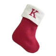 thumbnail image 2 of Embroidered Letter Knitted Christmas Stocking - Child's Candy Gift Bag Fireplace Hanging Decor Spacious Holiday Stocking Gift(K), 2 of 6