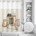 thumbnail image 2 of No Hook Shower Curtain, Beige Cute Cat Shower Curtains for Bathroom with See Through Top Window, Cartoon Funny Heater Cats Waterproof & Washable Bath Curtain 60"x72", 2 of 9