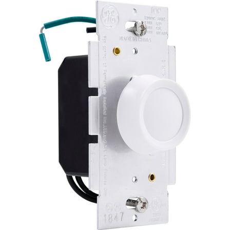 GE Single Pole Dimmer Knobs, Rotate on/off, White and Light Almond, 120V, 0W