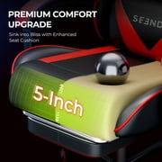 Gaming Chair, Seenda Video Game Chair with Footrest and Lumbar Support, Ergonomic Computer Chair Height Adjustable with Swivel Seat and Headrest, Red