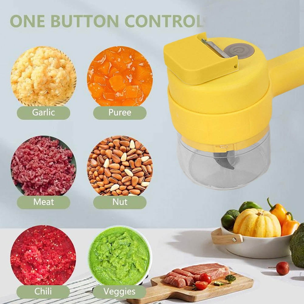 Electric vegetable cutter set, 4 in 1 handheld electric vegetable cutter  cordless food processor for garlic pepper onion celery ginger meat, portable  food slicer and cutter with egg and cream whisk for