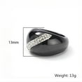 thumbnail image 2 of PAMTIER Unisex Ceramic Personality Simple 13mm Domed Chunky Single Row 2 Lines White Cubic Zirconia Inlay Ring Couple Wedding Band Black Size 6, 2 of 5