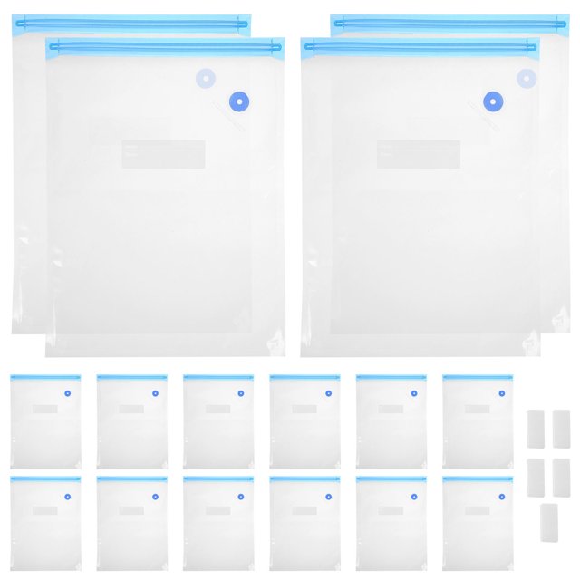 Raindrops 25Pack Vacuum Seal Bag For Food Preservation Zipper Design Blue White PE PA Material Microwavable