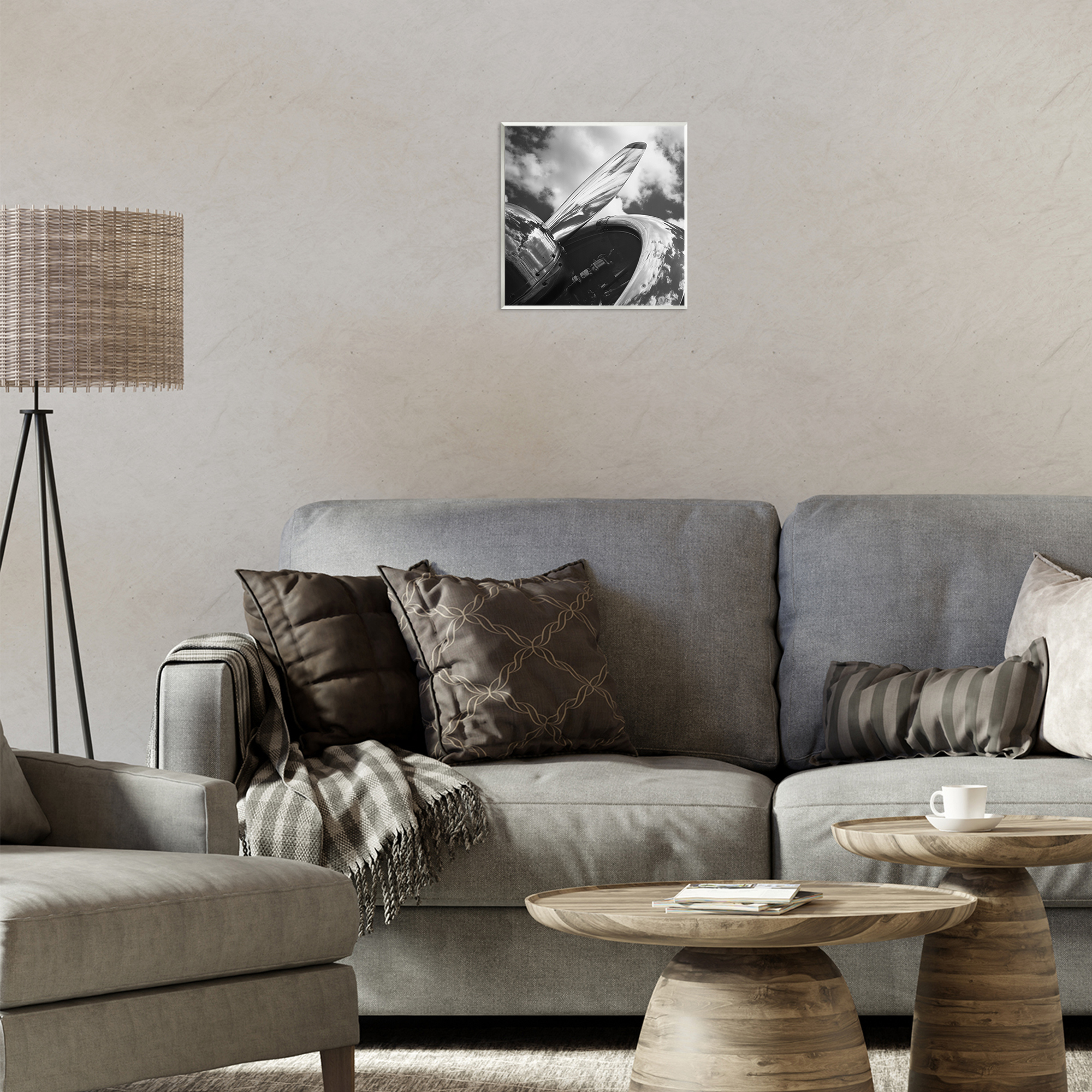Stupell Industries Propeller with Cloud Reflection Transportation Photography Unframed Art Print Wall Art, 12 x 12