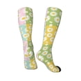 thumbnail image 2 of Knee High Socks for Men and Women, Colorful Squares Daisies Flowers Althletic Compression Socks, Support Long Tube Socks for Outdoor Sport, Calf Socks, High Stockings for Women Men, 2 of 7