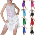 thumbnail image 4 of CHEEREAM Girl's Sequin Tassel Dress Latin Dance Skirt Sparkling for Kids Ballet Tango Rumba Dancewear 2-7 Years Silver 2 Years, 4 of 4