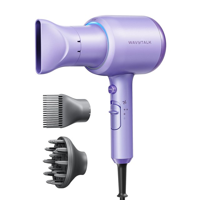 Wavytalk - Secador de pelo con difusor, difusor profesional, secador de pelo de 1875 W, secador de pelo iónico para mujeres con temperatura constante, 3 accesorios, secado rápido