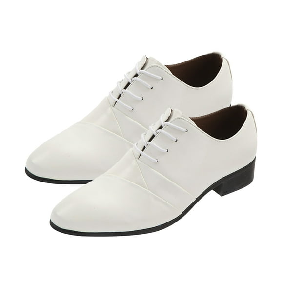1 Paire Hommes Chaussure en Cuir Remplacement Élégant Pointu Bout Solide Danse Parti Gentleman Chaussures de Ville Blanc Taille 40