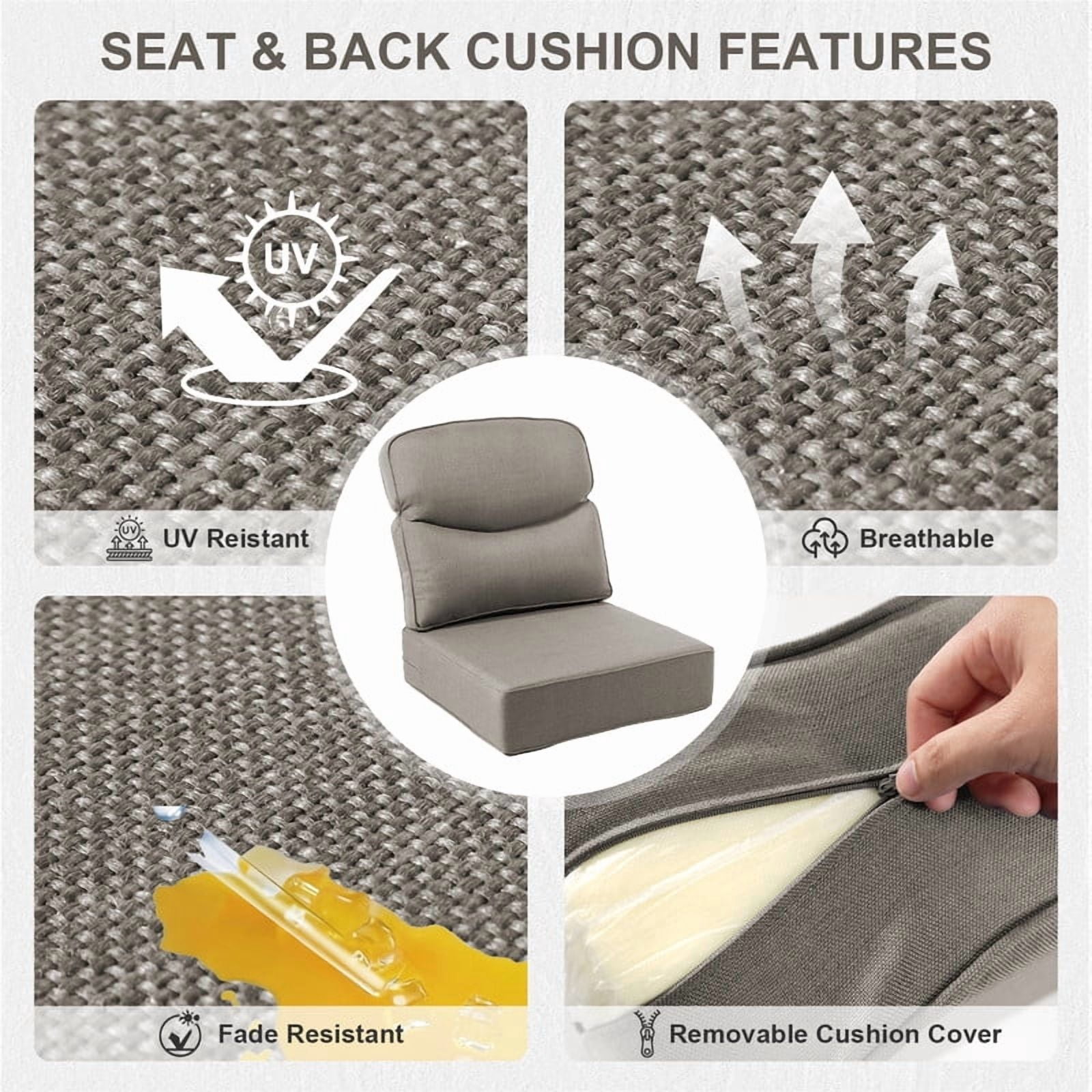 Opohoro Outdoor Deep Seat Cushion Set, 22"x24"x6", UV Resistant & Water Resistant Comfortable Furniture Cushions for Patio Sofa, Chair, Loveseat