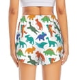 thumbnail image 4 of Uemuo Colorful Dinosaur Pattern Women's Athletic Shorts High Waisted Running Shorts with Liner Pockets Gym Elastic Workout Shorts-Small, 4 of 9