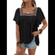 thumbnail image 1 of Camisas Mexicanas para Mujer, Estilo Bohemio, Bordadas, de Corta con Mariposa y Cuello Cuadrado, Blusas Holgadas. Negro S, 1 of 10
