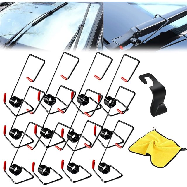 HUGFEGWE Windshield Wiper Arm Pressure Spring Booster,Windshield Wiper Spring Pressure Booster,Windshield Wiper Helper Springs,Car Windshield Wipers Replacement Kit,Enhance Wiper Performance (12pcs)