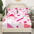 thumbnail image 3 of Cute Pink and White Queen Bed Sheets Set,Abstract Geometric Bedding Set Room Decor,Colorful Polka Dot Triangle Sheets Geometry Aesthetic Fitted Sheet Set 4Pcs, 3 of 7