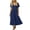 Navy, variant on Women's V-Neck Short Sleeve Gathered Waist Button Detail A-Line Casual Midi Dresses with Pockets for Women Everyday & Vacation Wear