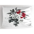 thumbnail image 1 of Rowan Pillow Sham Rural Nature Inspired Artistic Foliage Composition Wild Berry Plant with Leaves, Decorative Standard Size Printed Pillowcase, 26 X 20 Inches, Grey Ruby Black, by Ambesonne, 1 of 2