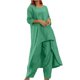 thumbnail image 1 of Top De Manga Larga + Pantalones Camisas de mujer + Pantalones de pierna ancha Casual Algodón Lino Dama Chándal 2 piezas Traje de ropa Ygjytge Verde S para Mujer, 1 of 9