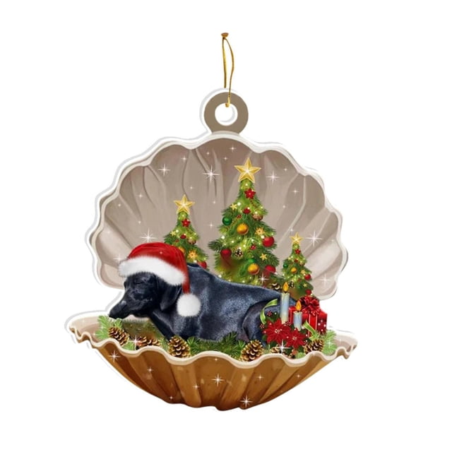 Adorno colgante de acrílico para árbol de Navidad, colgante para coche, cachorro durmiendo Estilo C