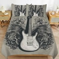 thumbnail image 6 of 3 Pcs Soft Bedding Set, Includes 1 Duvet Cover with Zipper And 2 Pillow,Shams Vintage Guitar With Wings King(102"×90"), 6 of 8