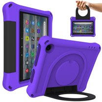 Dteck Kids Case for Kindle Fire 7 Tablet 12th Generation 2022 Release, EVA Foam Light Weight Shockproof Durable Rugged Foldable Convertible Handle Kids Friendly 7-inch Cover,Purple