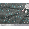 thumbnail image 3 of Soimoi Gray Japan Crepe Satin Fabric Dot & Feather Print Sewing Fabric Yard 42 Inch Wide, 3 of 3