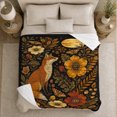 thumbnail image 5 of Woodland Fox Moth Botanical Art, Festive autumn celebration Scene, Warm Flannel Blanket for Cabin and Lodge with Detailed Artwork, Art Lovers autumn celebration Gift, Festive Home Decor, 5 of 9