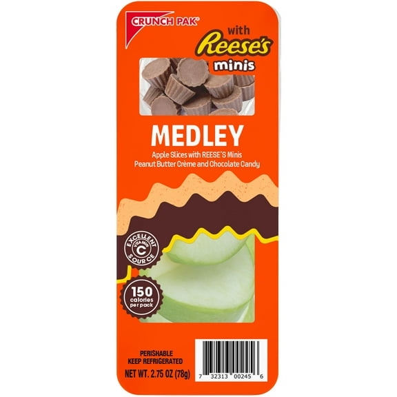 Crunch Pak Snack Medley with Fresh Sweet Apples and Reese's Mini Peanut Butter Cups, 2.75oz Tray