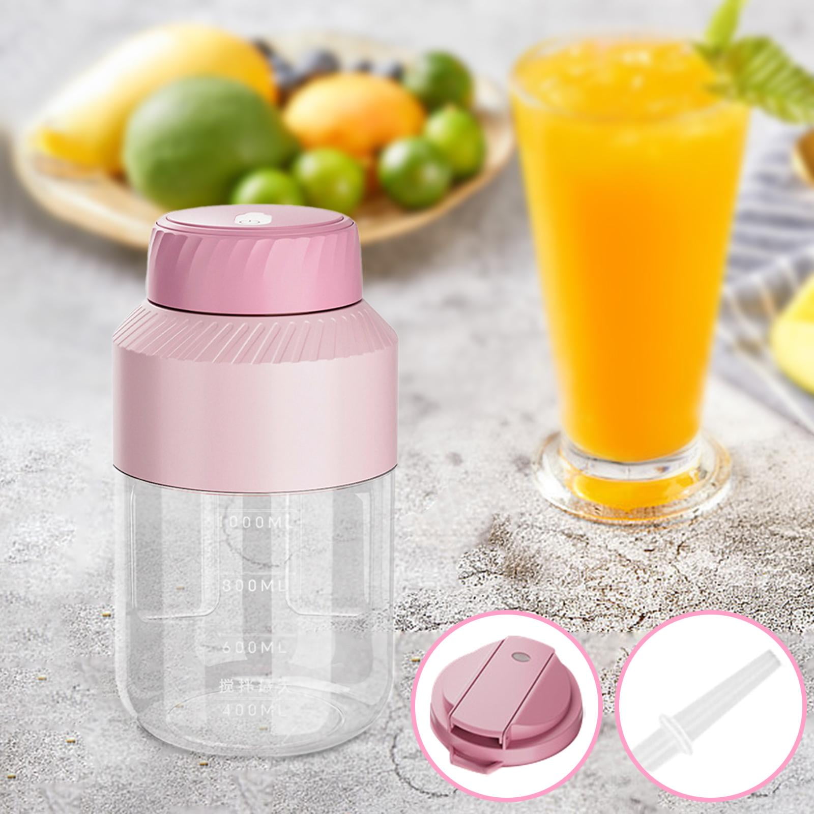 Baoblaze Portable Blender Cup Shakes USB 1000ml Automatic Electric Juicer Cup Juicer for Travel Office Sports Home Pink Two Lids