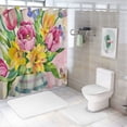 thumbnail image 7 of JEUXUS Home Bathtubs Bathroom Curtain Decoration Pink Yellow Tulip Butterfly Flowers Pink Stripes Shower Curtain Multiple Sizes White, 7 of 7
