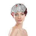 thumbnail image 3 of Kdxio Cute Santa Print Shower Cap for Women,Elastic and Reusable,Double Waterproof Layers Bathing Hat, 3 of 9