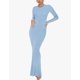 thumbnail image 3 of Vestido ajustado elegante de verano de manga larga y cuello redondo para mujer, 3 of 5