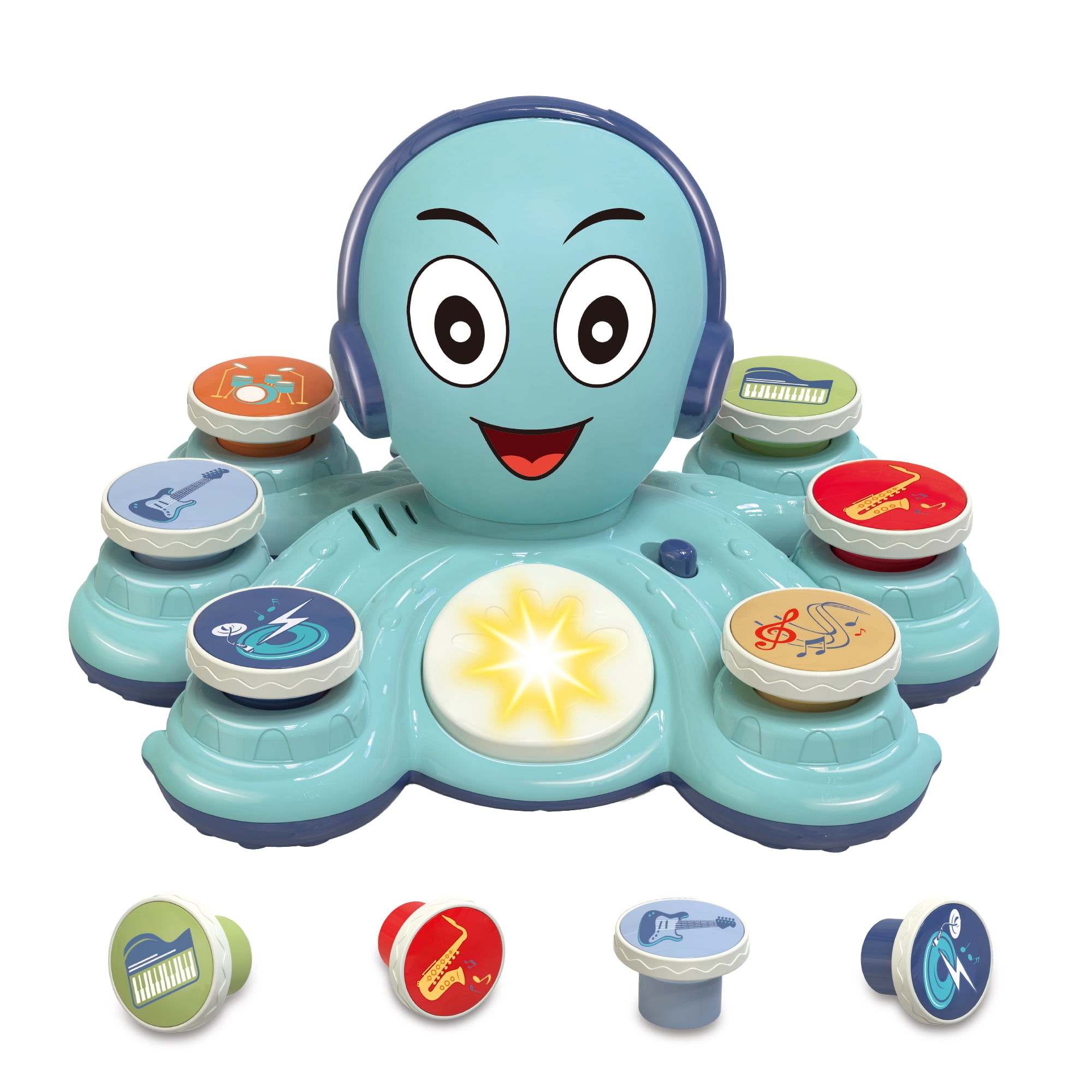 Contixo Octopus Keyboard Piano Toy, Battery-Powered Piano for Kids with Lights and Sounds, 6 Playback Modes, Blue
