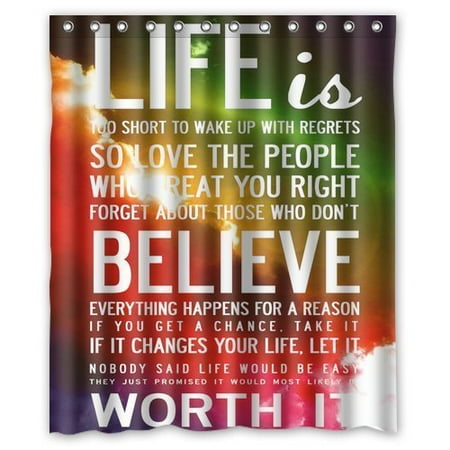Cheap Bathroom Sets GreenDecor Special Ed Life Quotes As Christmas Waterproof Shower Curtain Set with Hooks Bathroom Accessories Size 60x72 inches ()