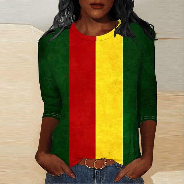 Xuyuer Black History Shirts Women Black History Month T-Shirt Print Round Neck Casual And Loose Tee Tops African American Shirts