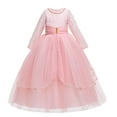 thumbnail image 2 of Big Girls Prom Dresses Wedding Guest Size 7-14 Teens Kids Elegant Long Sleeve Crewneck A-Line Solid Color Birthday Party Maxi Dress, 2 of 8