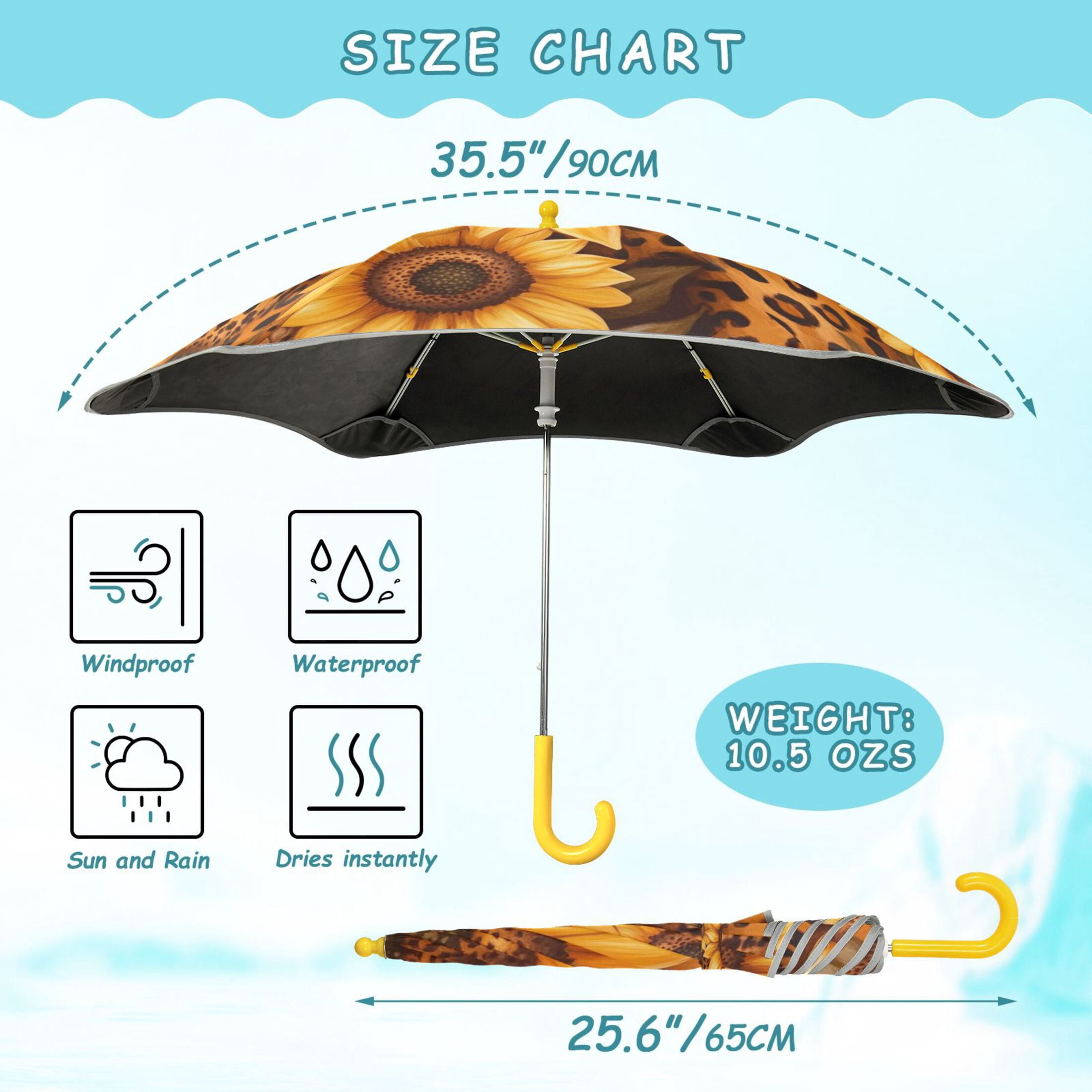 BZSMCE Folding Umbrellas Rain & UV Protection Windproof In Sunflower Safari Pattern