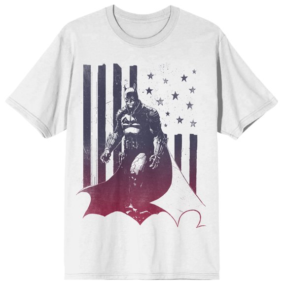 Batman Americana Stars And Stripes Men's White T-shirt-Medium