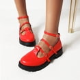 thumbnail image 4 of Zapatos de cuero para mujer Inglaterra boca baja gruesa con zapatos individuales cinturón Retro hebilla estudiante Wmkox8yii ghj2520, 4 of 7