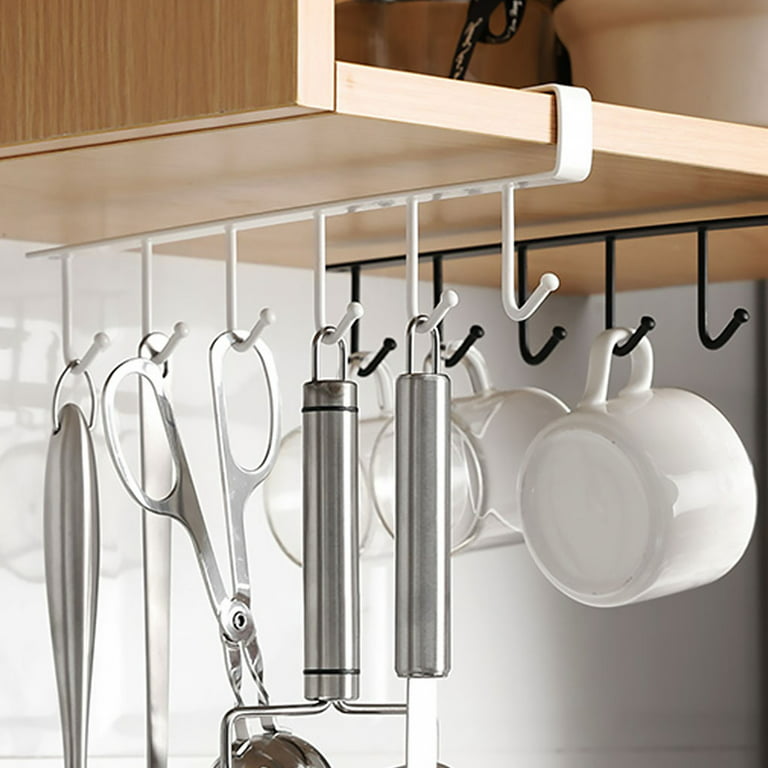 Kitchen Cupboard Hanging Hooks Cup Organizer Shelf Dish Mug Hanger