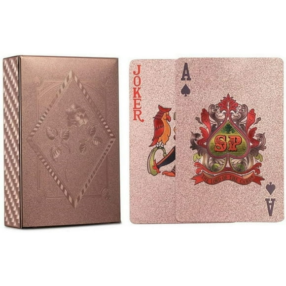 ACELION Waterproof Playing Cards, Plastic Playing Cards, Deck of Cards, Gift Poker Cards (Rose Gold)