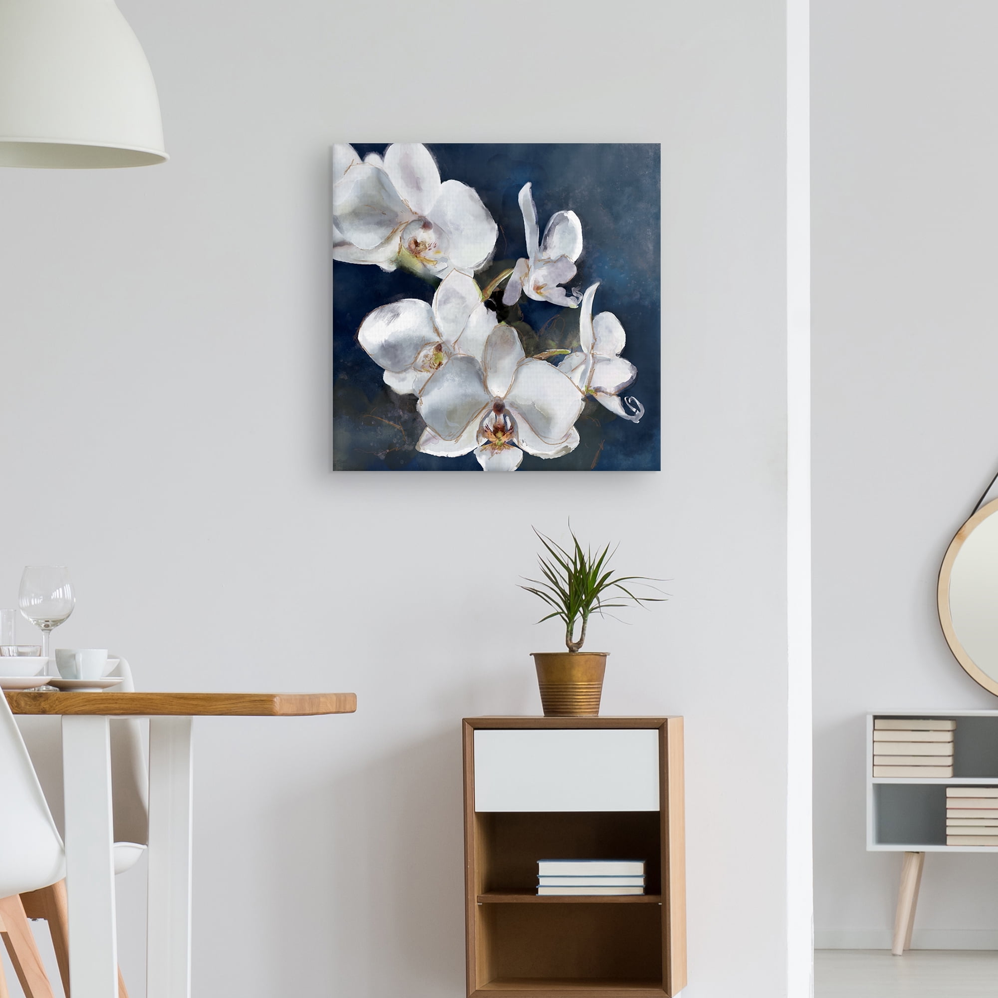 Orchid on Navy by Studio Arts Canvas Art Print