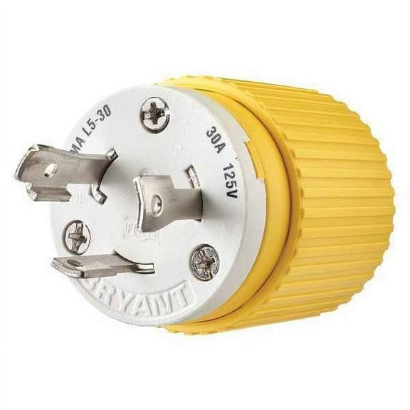 Bryant Locking Plug,Yllw/Wht,125VAC,2.0 HP,30A 70530NPCR
