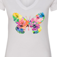 thumbnail image 4 of Inktastic Butterfly Shape with Colorful Flowers Women's V-Neck T-Shirt, 4 of 5