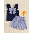 thumbnail image 4 of BemeyourBBs Toddler Baby Girl Summer Clothes Cute Infant Baby Girl 2 Pieces Outfit Sleeveless Ruffled Vest Tank Tops Bow Decor Plaid Print Shorts Set, 4 of 9