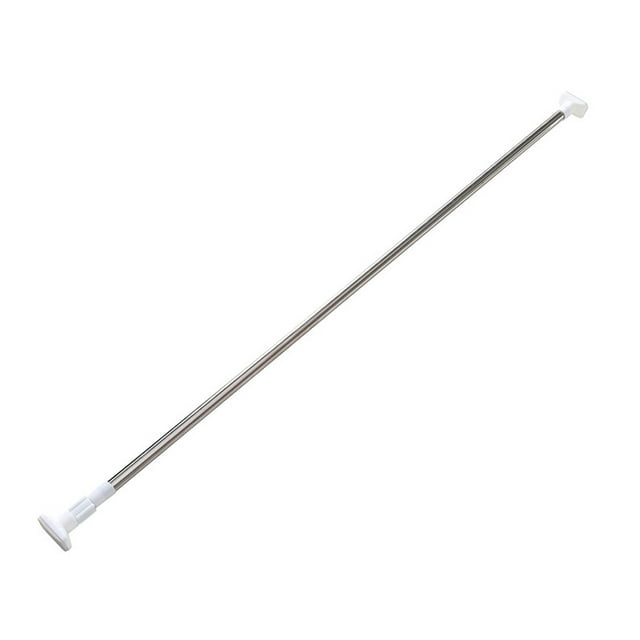Tringle à Ressort Réglable en Acier Inoxydable de 110 cm à 200 cm avec Têtes Rectangulaires en Caoutchouc pour Vêtements / Serviettes / Rideaux (Argent)