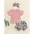 thumbnail image 4 of Seyurigaoka Baby Girls Shorts Set, Short Sleeve T-shirt with Elastic Waist Leopard Print Shorts Summer Casual Outfit, 4 of 8